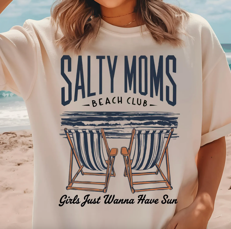 Salty Moms Beach Club Graphic Tee or Pullover