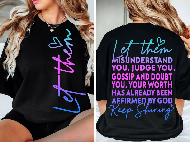 Let Them Front and Back Graphic Tee in Black