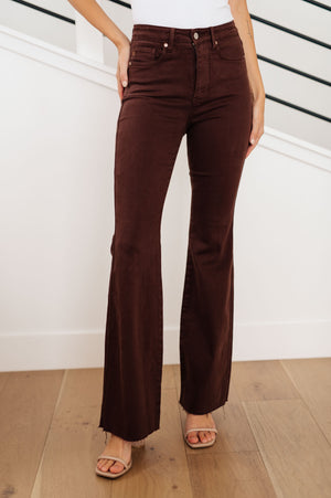 Judy Blue High Rise Timmy Control Flare Jeans in Espresso