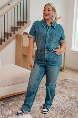 Judy Blue Short Sleeve Denim Jumpsuit