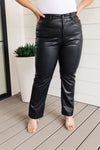 Judy Blue Tummy Control Faux Leather Pants in Black