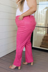Judy Blue Tummy Control Faux Leather Pants in Hot Pink
