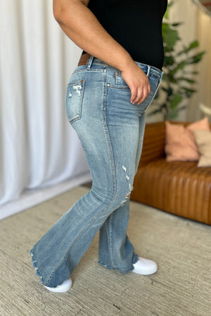 Judy Blue Tummy Control Distressed Flares