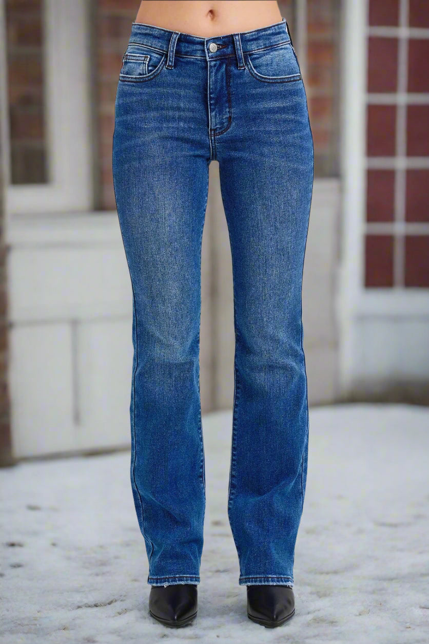Judy Blue Mid Rise Bootcut Jeans with Thermal Lining