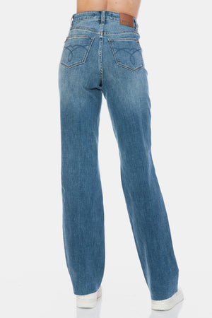 Judy BlueTummy Control Cut Raw Hem Straight Jeans