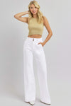 Risen Tummy Control Double Button Wide Leg Jeans