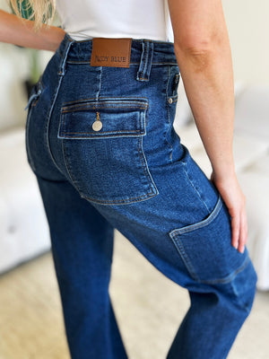 Judy Blue High Rise Straight Cargo Jeans