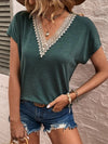 Today's The Day Lace Detail V-Neck Short Sleeve Top (Pink Label)