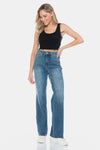 Judy BlueTummy Control Cut Raw Hem Straight Jeans