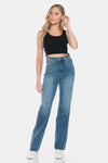 Judy BlueTummy Control Cut Raw Hem Straight Jeans