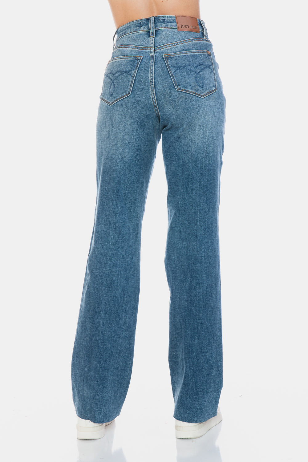 Judy BlueTummy Control Cut Raw Hem Straight Jeans