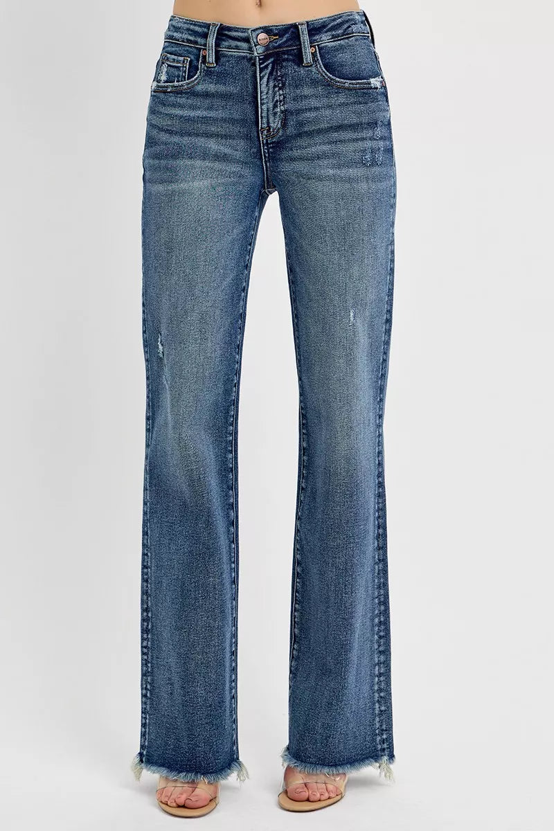 Risen Tummy Control High Rise Long Straight Jeans