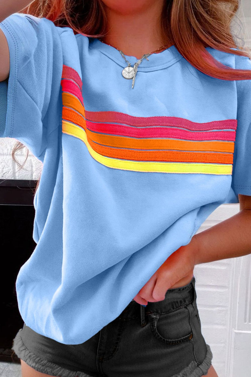 Ready For More Stripe Detailed Short Sleeve Top (Pink Label)