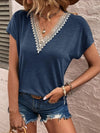 Today's The Day Lace Detail V-Neck Short Sleeve Top (Pink Label)