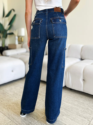 Judy Blue High Rise Straight Cargo Jeans