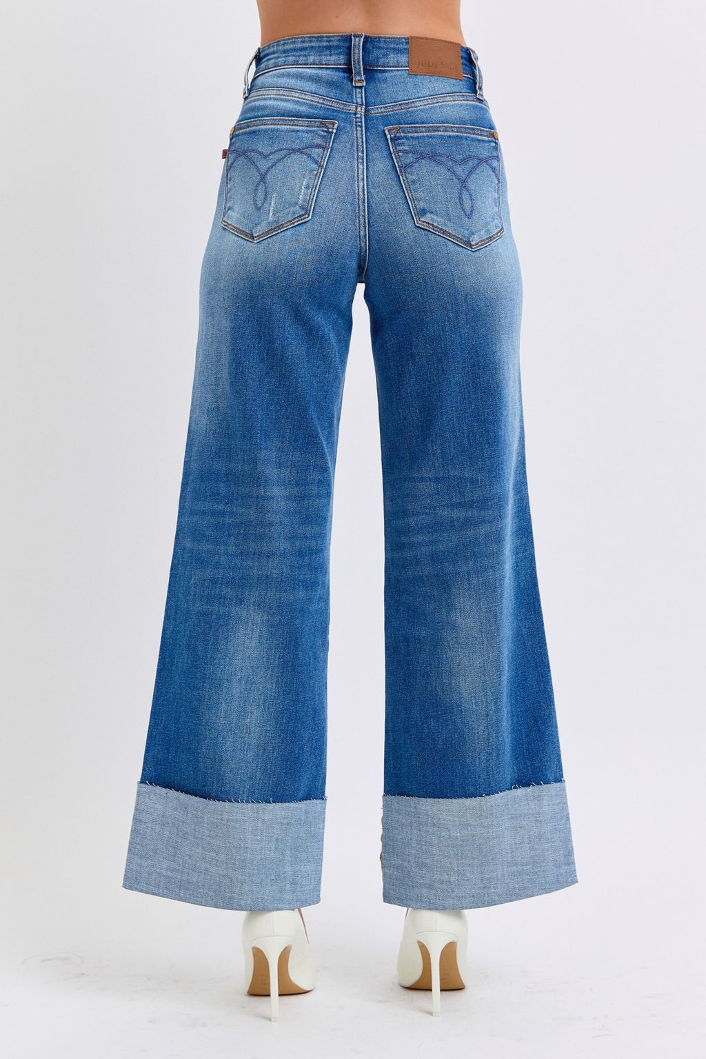 Judy Blue Distressed High Rise Wide Leg Jeans