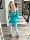 Just Say Yes Full Zip Hoodie in Teal