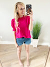Same Girl New Style Puff Sleeved Blouse in Fuchsia
