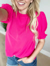 Same Girl New Style Puff Sleeved Blouse in Fuchsia