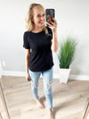 Meet Me in the Middle Ribbed Short Sleeve in Black