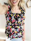 Decision Made Floral Smocking Tank in Black