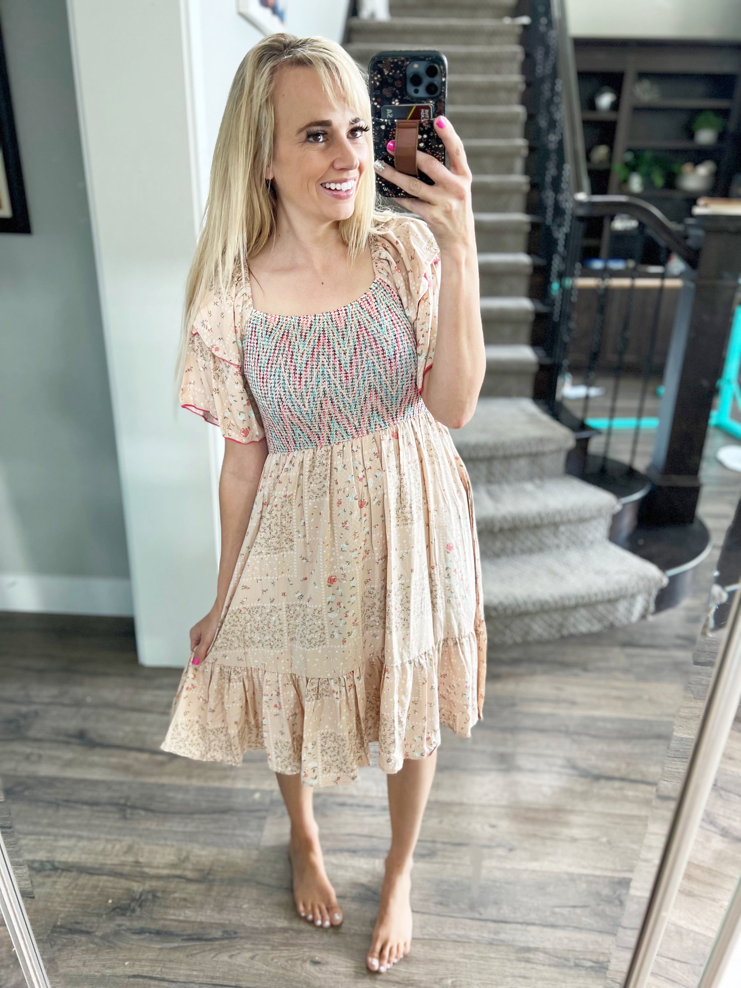 Coral discount floral dress