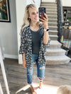 Tell Me A Secret Floral Print Ruffle Kimono in Black