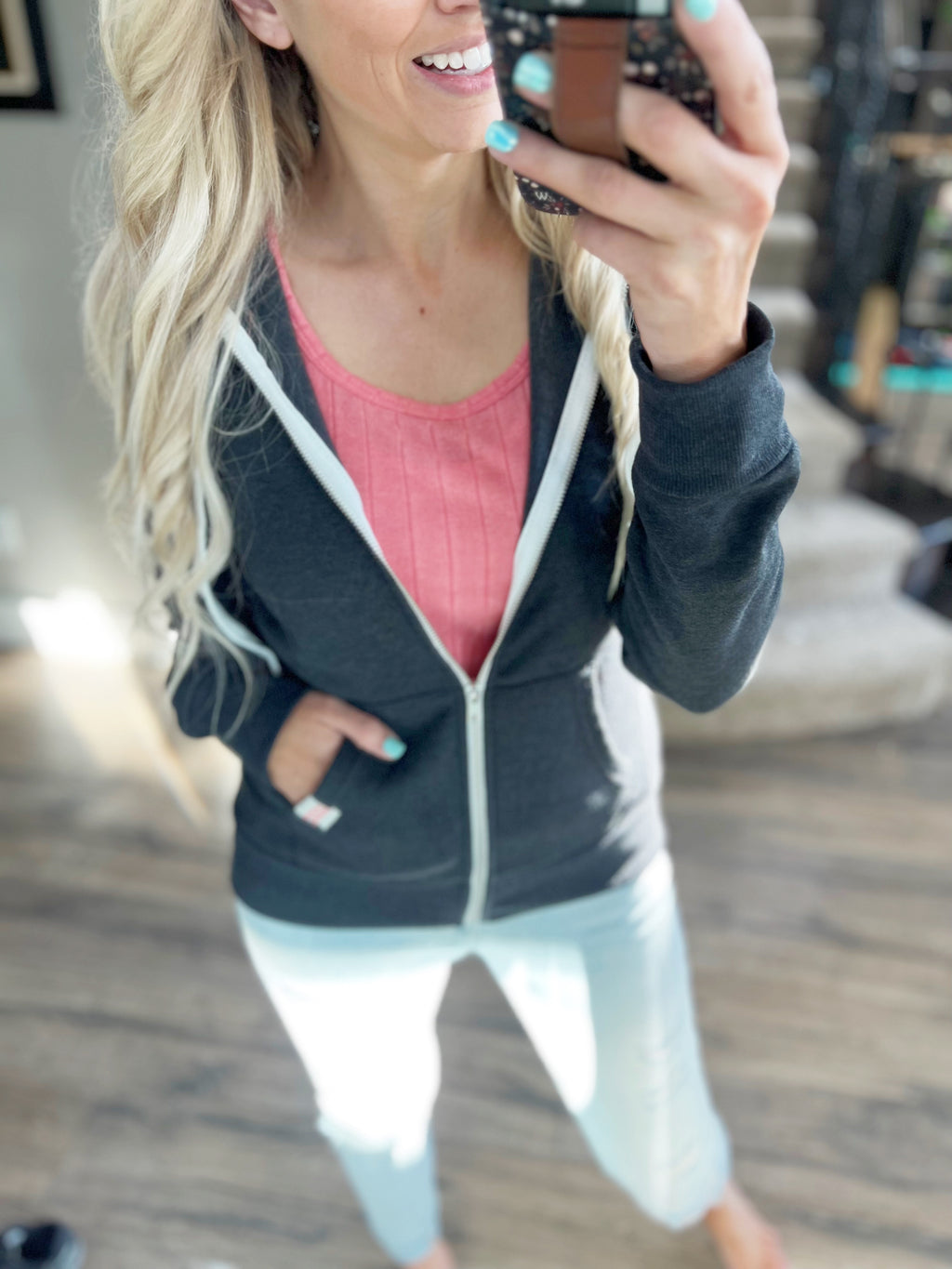 Go Crazy Full Zip Hoodie in Charcoal