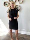 Casually Chic Hooded Short Sleeve Dress in Black