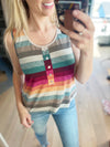 We Go Well Together Fuchsia Multi Color Striped Tank