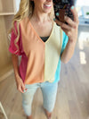 On A Mission Knit Color Block V-Neck Top