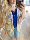Break Free Oversized Print Cardigan in Yellow