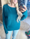 Come On Home Pullover Sweater in Dark Jade
