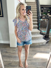 Never Been Better Ruffle Short Sleeve Paisley Floral Knit Top