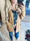 Don't Get Me Down Sweater Cardigan in Camel