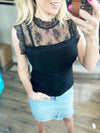 Made You Look Sleeveless Knit Top with Lace