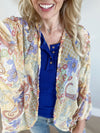 Break Free Oversized Print Cardigan in Yellow