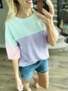 Calling Your Name Color Block Top in Mint Pink and Lavender