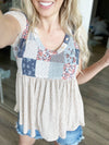 I Like It Like That Color Block Patchwork Babydoll Top