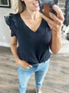 The More the Merrier Ruffled Cap Sleeve in Black