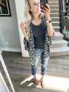 Tell Me A Secret Floral Print Ruffle Kimono in Black
