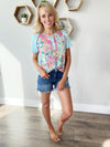 Something to Celebrate Floral Top in Aqua