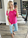 Coming Home To You Twist Knit Short Sleeve in Fuchsia