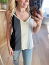Girl Interrupted Color Block Knit Tank in Ivory Gray and Charcoal