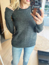 Got What It Takes Round Neck Sweater in Charcoal