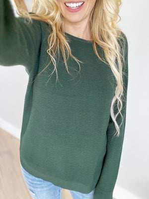 Give It Your Best Shot Pullover Sweater in Forest Green