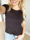 Meet Me in the Middle Ribbed Short Sleeve in Black