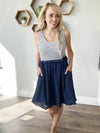 Mixed Media Dress in Navy Stripe