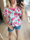 Dreamland Rose Print Short Sleeve in Fuchsia