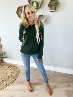 Give It Your Best Shot Pullover Sweater in Forest Green